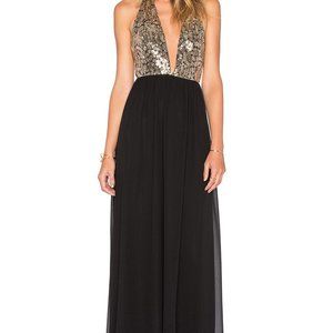 WYLDR | Luna Halter Maxi Dress in Gold at REVOLVE - Sz S